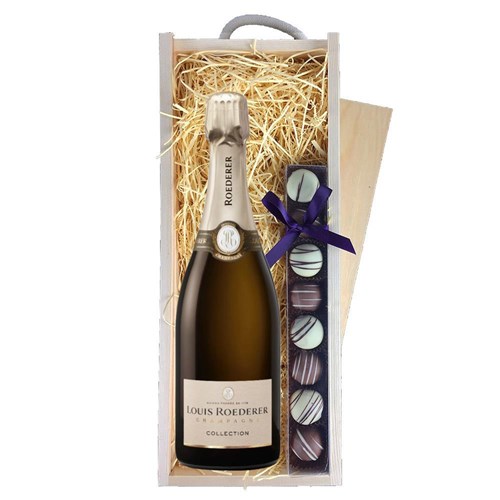 Louis Roederer Collection 244 Champagne 75cl & Truffles, Wooden Box